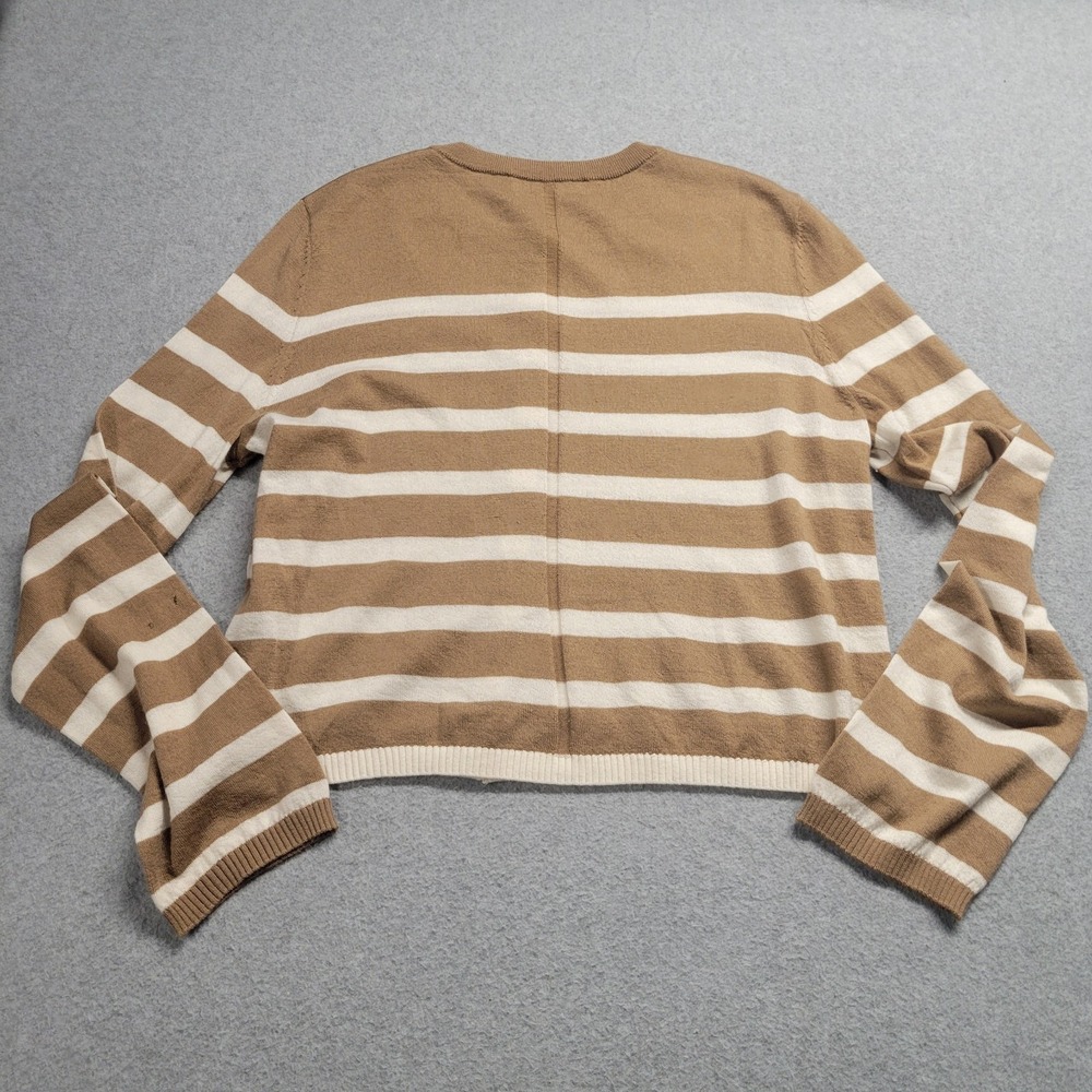 La Ligne New York Tan White Striped Cashmere Cardigan Sweater Women's Size XL - Picture 11 of 11